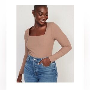 Old Navy Long Sleeve Ribbed Square Neck Bodysuit